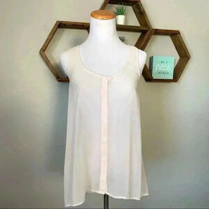 Garage light pink chiffon button up long tank top